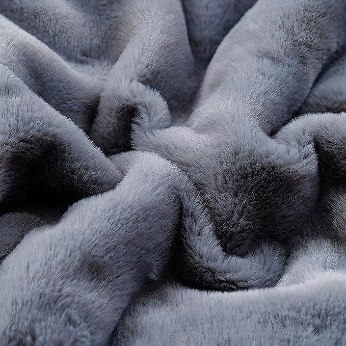 UKELER Soft Faux Fur Throw Blanket Large Solid Reversible Shaggy Blanket Plush Thick Fluffy Blankets Throws for Bed, Couch, Sofa, Office, Camping 60''x80'' Dark Grey-Ruum Studio Home