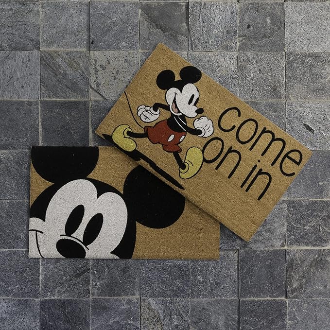 Gertmenian Disney Mickey Mouse Coir Doormat - 2x3 Welcome Mat (2-Pack), Ideal for High Traffic Areas in Front Door, Garage, Entryway - Love/Hello, 47533-Ruum Studio Home