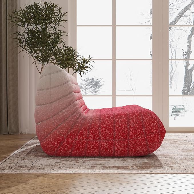 Bean Bag Chair, Loveseat Fireside Chair Bean Bag Sofa Large Bean Bag Chair for Adults, 2 Seater Bean Bag Chairs for Teens with High Density Comfortable Foam, Bean Bag for Living Room (Pink&White)-Ruum Studio Home