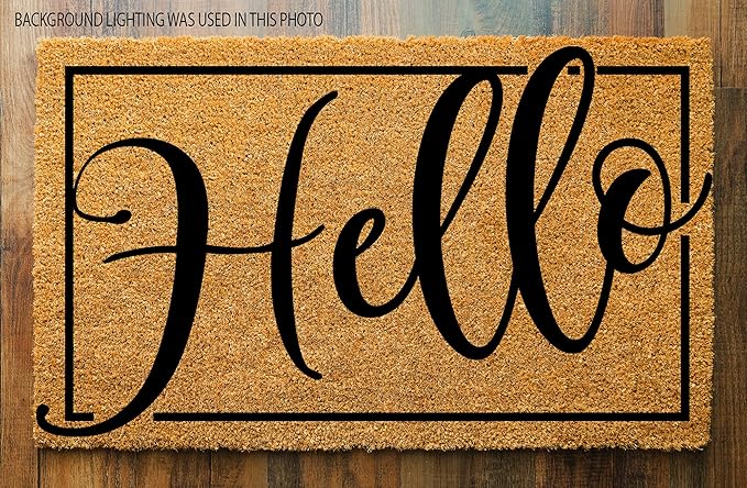 PLUS Haven Pure Coco Coir Doormat with Heavy-Duty Backing (Hello 1)-Ruum Studio Home