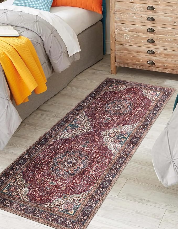 Keen Home Design 2x7 Rug - Machine Washable Runner Rug with Non-Slip Backing, Ideal for Hallway, Entryway, Kitchen, Laundry Room - Vintage, Easy Clean, Durable, Low Pile Rug - (2'6" x 7')-Ruum Studio Home