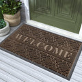 Yimobra Welcome Mat Outdoor Indoor, All-Season Waterproof Front Door Mat Outside Entrance, All-Weather Heavy Duty Non-Slip Doormat, Low Profile Porch Patio Entrance Mats, 36x24, Brown-Ruum Studio Home