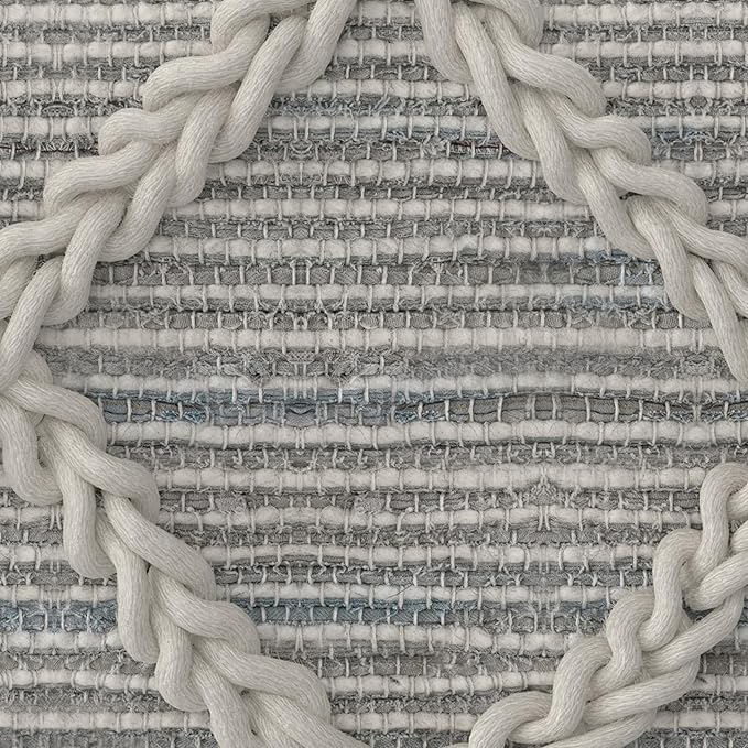 SIMPLIHOME Cowan Contemporary Square Pouf in Grey, Natural Handloom Woven for the Living Room, Bedroom and Kids Room-Ruum Studio Home