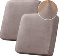 H.VERSAILTEX Velvet Stretch Couch Cushion Cover Plush Cushion Slipcover for Chair Loveseat Sofa Cushion Furniture Protector Seat Cushion Sofa Cover (2 Piece Large Sofa Cushion Covers, Taupe Striped)-Ruum Studio Home