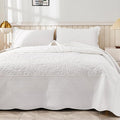 MarCielo 3-Piece 100% Cotton Oversized Bedspread Lightweight Quilt Coverlet Embroidery Farmhouse Bedding Set T0 (Bright White, Oversized Queen (100"x106"))-Ruum Studio Home