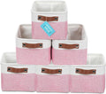 OrganiHaus Small Fabric Storage Baskets for Shelves 6 Pack, 12x8in Closet Storage Bins for Shelves, Cloth Baskets for Organizing, Linen Closet Organizers, Fabric Basket, Pink/White-Ruum Studio Home