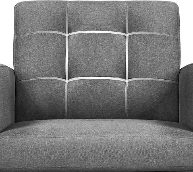 Yaheetech Mid-Century Accent Chairs, Modern Upholstered Living Room Chair, Cozy Armchair Button Tufted Back and Wood Legs for Bedroom/Office/Cafe, Set of 2, Gray-Ruum Studio Home