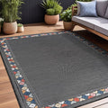 Beverly Rug Outdoor Rug 8x10 Modern Bordered Area Rugs for Indoor and Outdoor Patio Easy to Clean Non Shedding Living Room Porch Garden Washable Outside Carpet (8 x 10 Dark Gray)-Ruum Studio Home
