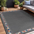 Beverly Rug Outdoor Rug 5x7 Modern Bordered Area Rugs for Indoor and Outdoor Patio Easy to Clean Non Shedding Living Room Porch Garden Washable Outside Carpet (5 x 7 Dark Gray)-Ruum Studio Home