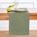 Solino Home Linen Oil Green Table Runner 144 Inches Long - 100% Pure Linen Extra Long Table Runner 14 x 144 Inch for Fall, Autumn, Thanksgiving - Fete-Ruum Studio Home