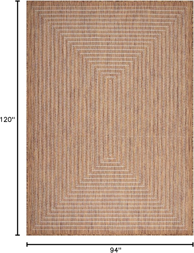 Adiva Rugs Outdoor Indoor Area Rug, Weather Resistant, Easy to Clean, Stain Resistant Floor Mat for Dining Room, Backyard, Deck, Patio (Wooden, 8' x 10')-Ruum Studio Home