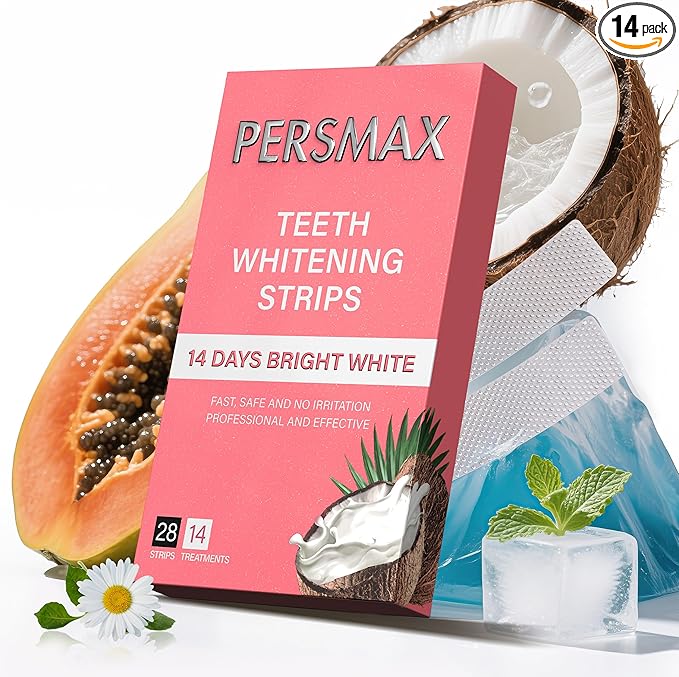 Teeth Whitening Strips for Sensitive Teeth Enamel Safe Smile Whitening Kit, 28 Strips 14 Treatments, No-Slip Remove Coffee Wine Smoking Stains Professional-Ruum Studio Home