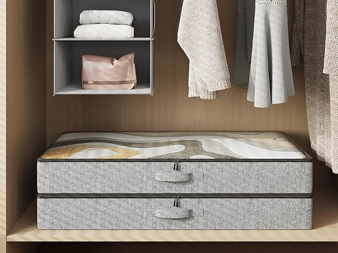 2-Pack Under Bed Storage Containers, 4.5 Inches Tall Low Profile Underbed Clothes Storage Organizer Bin with Sturdy Sidewalls/Bottom, Underbed Storage Bins 2 Storage Thin Bins-Ruum Studio Home