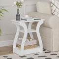 End Tables Living Room, White End Table with Charging Station,White Side Table, Nightstand for Bedroom, 3 Tier End Table with Storage Shelf for Living Room-Ruum Studio Home