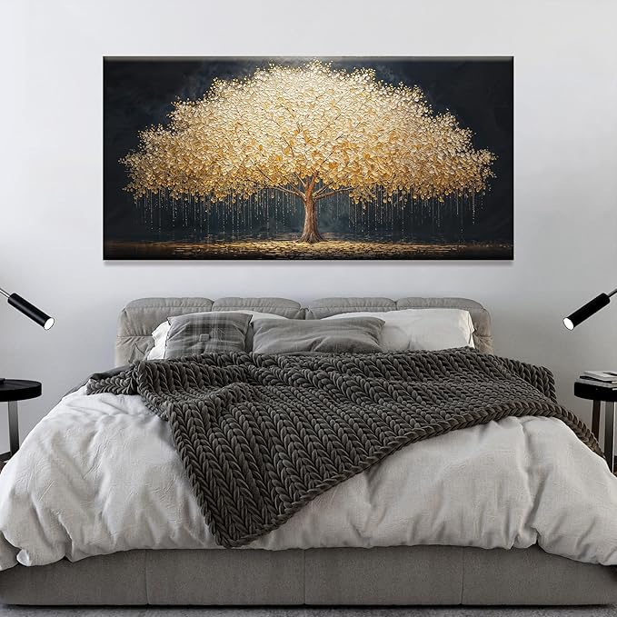 Tsomzxng Abstract Wall Art Gold Tree Of Life Artwork Canvas Art Wall Decor Painting Prints Gold Tree Large Abstract Wall Decor Picture For Living Room Bedroom Home Office Artwork 29"X 58"-Ruum Studio Home