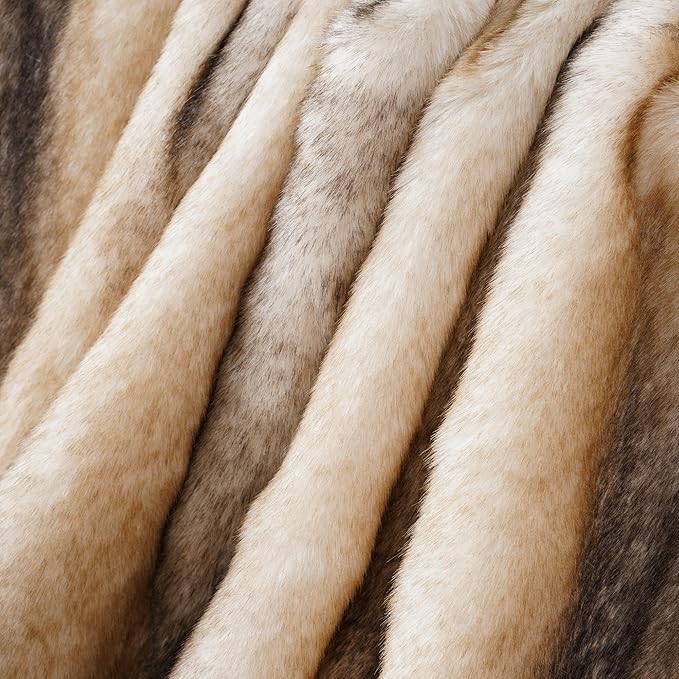 BATTILO HOME Luxury Faux Fur Throw Blanket, Soft Cozy Mink Fur Blanket for Couch, Sofa, Chair, Bed, Thick Warm Fall Fur Throw Blankets, 50"x60"-Ruum Studio Home