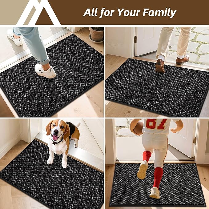 COSY HOMEER-Door-Mat 36"x60" Non Slip Absorbent Entryway Rugs Dirt Trapper Doormats Washable Entrance Mats Low Pile Welcome Floor Mat for Front Back Door and Entry Mats,Black-Ruum Studio Home