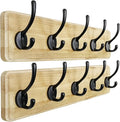 Dseap Coat Rack Wall: Patented, Heavy-Duty, 5-Double-Hooks Wooden Wall Mounted Coat Rack Coat Hanger Hook Rail for Winter Coats Hat Jacket Clothing, Light Brown, Pack of 2-Ruum Studio Home