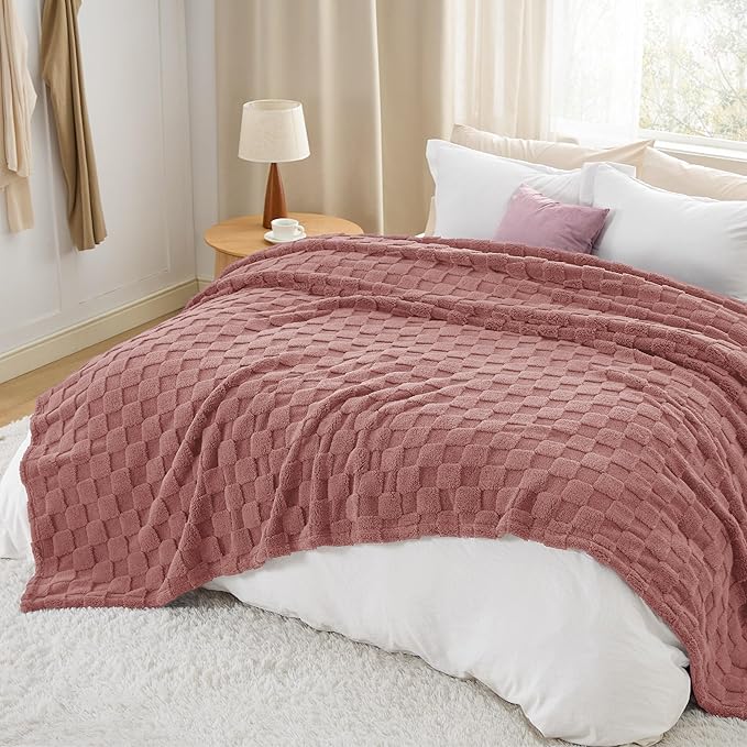 Bedsure GentleSoft Blankets Queen Size for Bed - Super Soft Cozy Blanket for Women Men Girls, Large Fuzzy Fleece Throw for Bedroom Decor, Dusty Pink, 90x90 Inches-Ruum Studio Home
