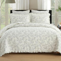MarCielo 3-Piece 100% Cotton Bedspread Lightweight Quilt Coverlet Embroidery Farmhouse Bedding Set (Floral,King (106" X 98"))-Ruum Studio Home
