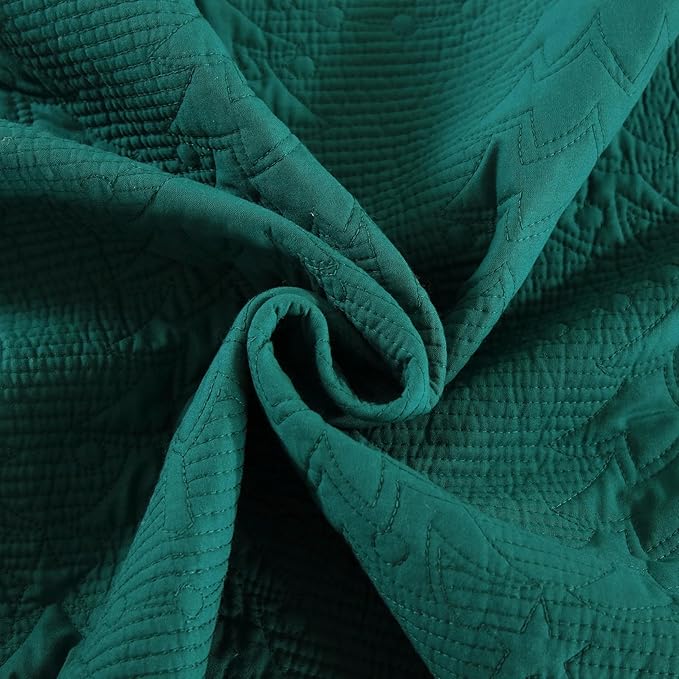MarCielo 3-Piece Christmas Quilt 100% Cotton Oversized Bedspread Lightweight Coverlet Embroidery Christmas Tree Pattern Bedding Set(TC Emerald, Oversized Queen (100"x106"))-Ruum Studio Home