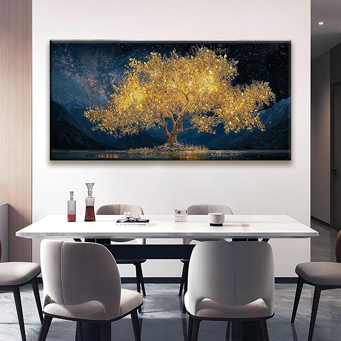 Tsomzxng Canvas Wall Art Decor Modern Large Wall Art For Living Room 29 X 58 Inches Gold Tree Of Life Abstract Wall Decor Paintings Picture For Bedroom Dining Room Home Office Artwork-Ruum Studio Home