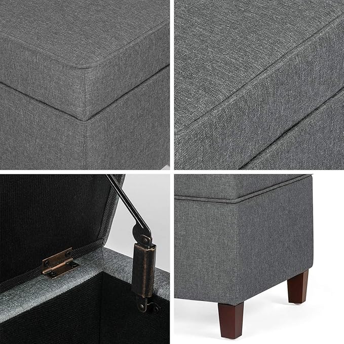 Adeco Chest and Footrest-Square Seat Storage Bench Ottoman, Gray-Ruum Studio Home