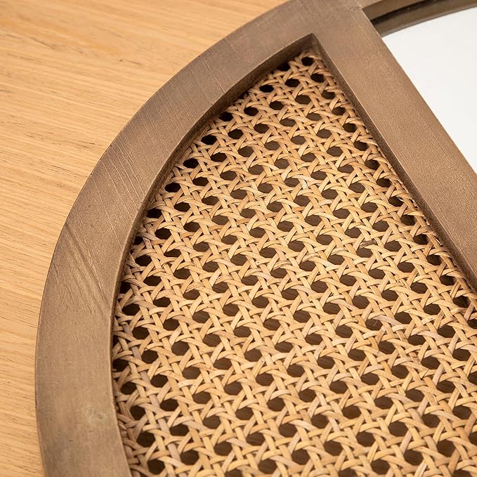 Rattan Round Mirror, 24 Inch Wall Mirror for Living Room Decor, Wooden Framed, Vintage Hanging Mirror, Hand-Woven for Wall Art Decoration-Ruum Studio Home