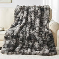 Lotus Karen Faux Fur Blanket Tie-Dye Dark Gray Twin Size - Big Bubble Rabbit Fluff Throw for Couch Small Fluffy Fuzzy Cozy Thick Furry Plush Shaggy Blankets 60x80 Inches-Ruum Studio Home