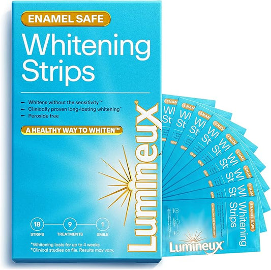 Lumineux Teeth Whitening Strips 9 Treatments – Peroxide Free - Enamel Safe for Whiter Teeth - Whitening Without The Sensitivity - Dentist Formulated - Sensitivity Free-Ruum Studio Home