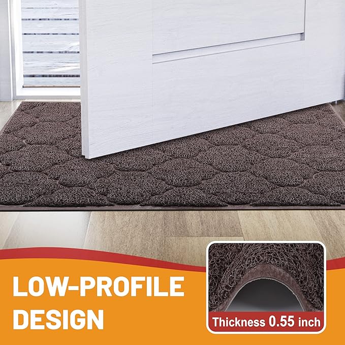Door Mat Outdoor, 24x36, Welcome Mats for Entryway, Front Doormat for Home Entrance, Indoor Floor Mat, Durable, Non-Slip, Boot Scraper, Catches Muddy and Dirt(Brown)-Ruum Studio Home
