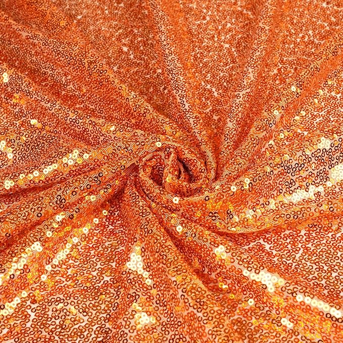 SquarePie Sequin Tablecloth 50 x 72 Inch Orange Sparkly Table Cloth for Halloween Thanksgiving Party Decoration-Ruum Studio Home