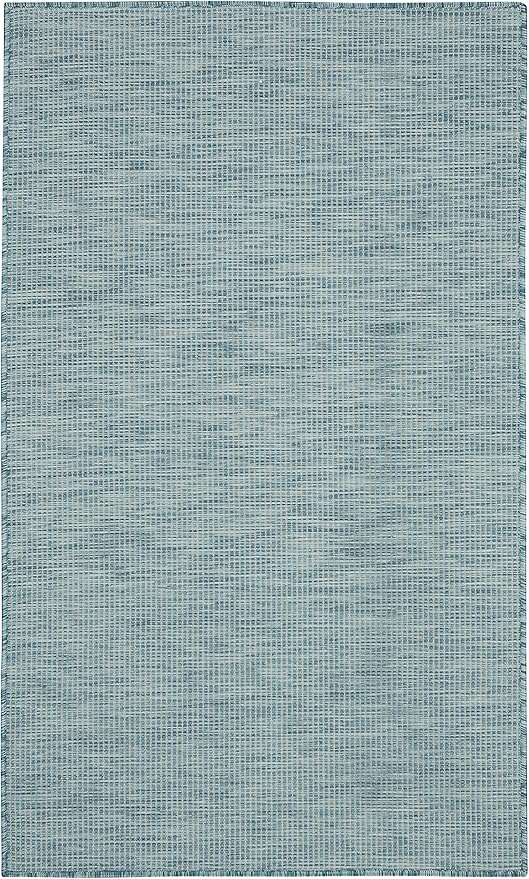Nourison Positano Indoor/Outdoor Aqua 3' x 5' Area Rug, Easy Cleaning, Non Shedding, Bed Room, Living Room, Dining Room, Backyard, Deck, Patio (3x5)-Ruum Studio Home