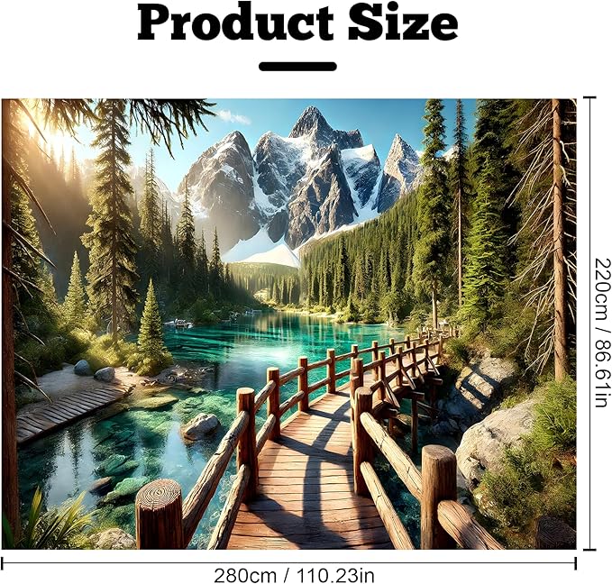 BSFHH Nature Tapestry Forest Tree Sea Cave Wall Hanging, Stream Through Rainforest Landscape Wall Art Tapestry for Bedroom Living room (Snow Scene, 110" × 87", Unframed)-Ruum Studio Home