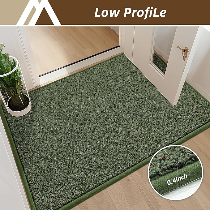 COSY HOMEER-Door-Mat 36"x60" Non Slip Absorbent Entryway Rugs Dirt Trapper Doormats Washable Entrance Mats Low Pile Welcome Floor Mat for Front Back Door and Entry Mats,Green-Ruum Studio Home