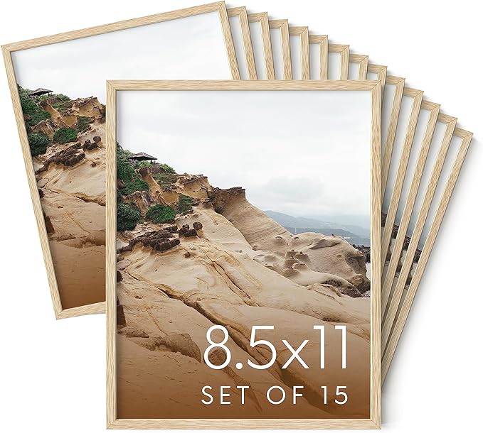 Haus and Hues 8.5x11 Natural Oak Wood Picture Frames Set of 15 - Premium Bulk Picture Frames 8.5x11 Bundle - Elegant Gallery Wall Frame Set for Posters, Art Display - Ideal for Wall Decor in Home &-Ruum Studio Home