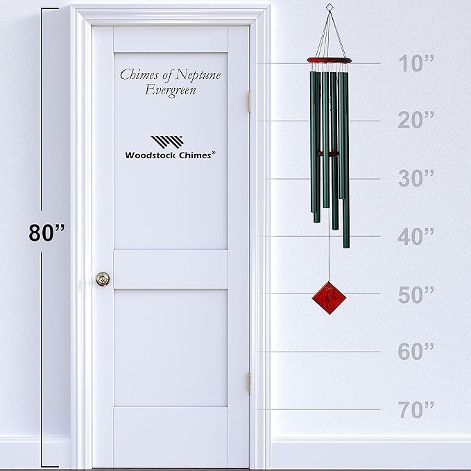 Woodstock Chimes Neptune Wind Chime for Outside 54" Large Evergreen, Deep Tone Sound for Outdoor Garden, Patio, Porch Decor, Encore Collection DCE54-Ruum Studio Home