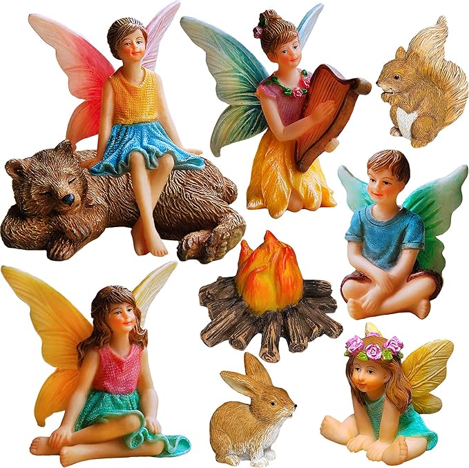 Mood Lab Fairy Garden - Miniature Fairies Figurines Accessories - Camping Kit of 9 pcs - Set for Outdoor or House Decor-Ruum Studio Home