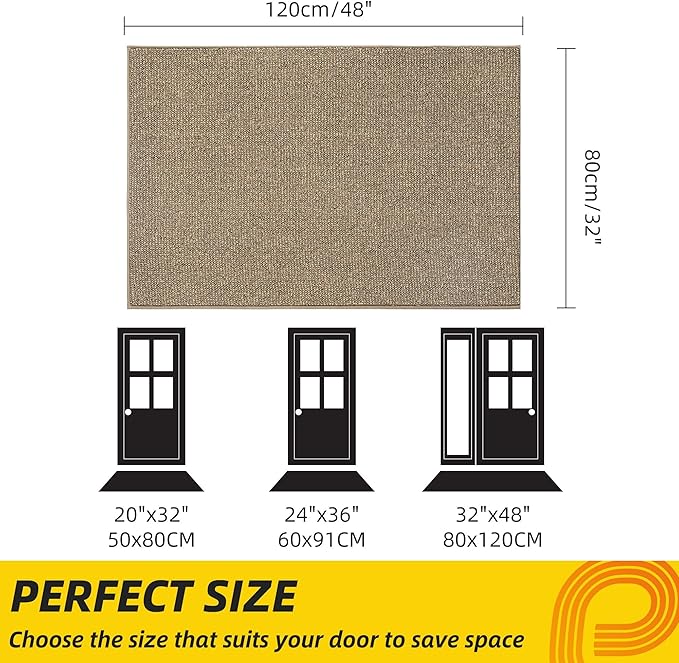 JSEI Dirt Trapper Door Mat 32"x48" Non-Slip Washable Entrance Mat, Dog Doormats, Absorbent & Fade-Resistant Floor Mats, Low Profile Welcome Mats for Entryway, Front Door, and Inside Entrance, Beige-Ruum Studio Home