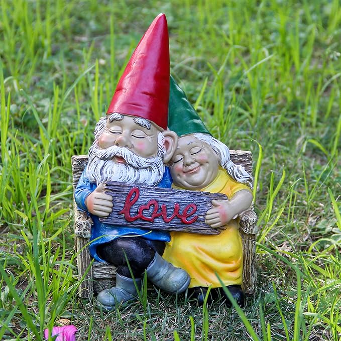 Garden gnome statue for outdoor decor,Couple in love gnomes figurine for patio lawn yard garden outdoor decoration,garden sculptures & statues,knome romantic indoor ornament forever lover gift-Ruum Studio Home