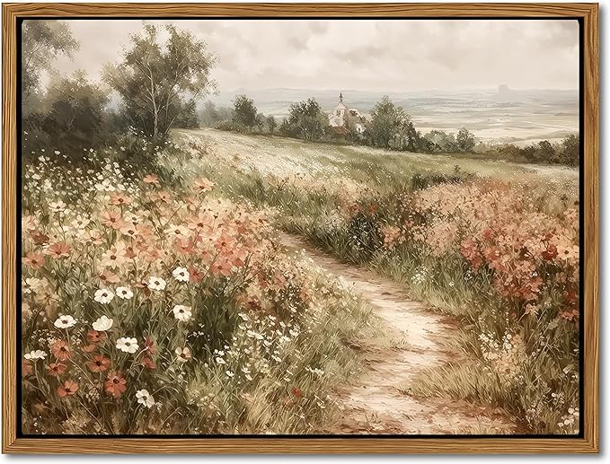 Vintage Framed Wall Art for Living Room – Vintage Wildflower Pictures Oil Paintings Canvas Prints – Country Flower Modern Farmhouse Wall Decor for Bathroom Bedroom Home Office – 12x16in-Ruum Studio Home