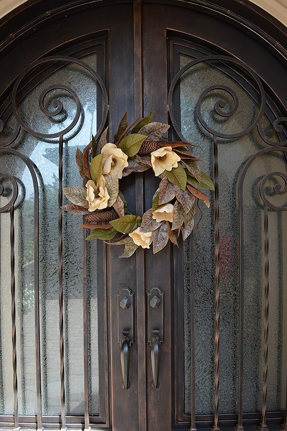 Admired By Nature 24" Magnolia Pine for Home Office Front Door Wreath, Wall Hanging Arrangement Decoration-Ruum Studio Home