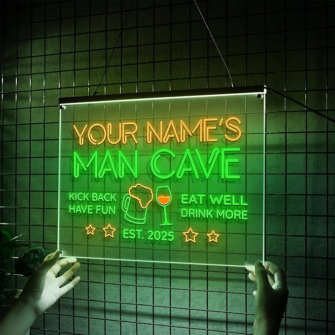 Custom Bar Neon Sign Personalized LED Signs for Man Cave Cool Home Bar Lighted Acrylic Table for Men Lounge Workshop Garage Poker Billiards Tavern Wall Decor Gifts-Ruum Studio Home