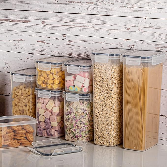 Vtopmart 32pcs Airtight Food Storage Containers Set, BPA Free Plastic Kitchen and Pantry Organization Canisters with Lids for Cereal, Dry Food, Flour and Sugar, Includes 32 Labels-Ruum Studio Home