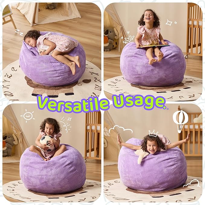 Bean Bag Chairs Teardrop Bean Bag Chair Beanbag Chair with Memory Foam Filled Machine Washable Cover for Living Room, Bedroom (Small,Purple)-Ruum Studio Home