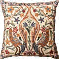 Tree of Life Pillow Cover - Crane Cream Floral Outdoor Pillows | Suzani Cushions | Modern Floral Cushion Hand Embroidered Shams Wool Size - 18x18-Ruum Studio Home