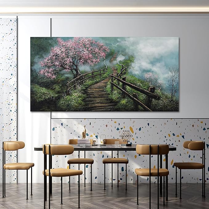 Dimpaga Canvas Wall Art Decor Large Wall Art Pictures for Living Room Tree of Life Wall Art Prints Foggy Trail Wall Art Decor Large Artwork for Walls for Room Home Office Wall Decor 29" X 58"-Ruum Studio Home