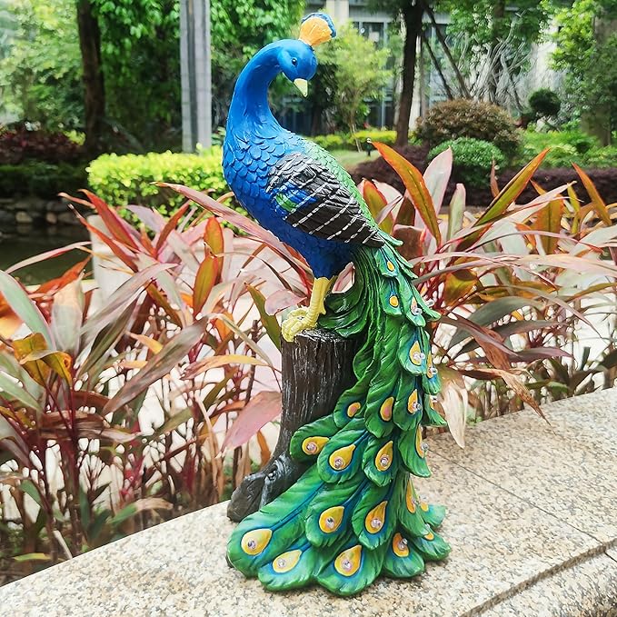 Solar Garden Decor Peacock Statues with Succulent LED Lights,Peacock Figurine Lights Outdoor Decorations for Yard Lawn Patio Balcony Whimsical Art Outside,Gifts for Mom Grandma Women-Ruum Studio Home