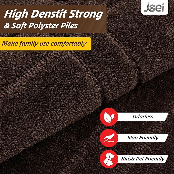 JSEI Entryway Rugs Doormat 24"x36", Non-Slip Dirt Trapper Door Mats Indoor, Washable Absorbent and Stain Resist Welcome Floor Mat for Front Door, Dog Door Mat, Muddy Wet Shoes & Paws, Brown-Ruum Studio Home