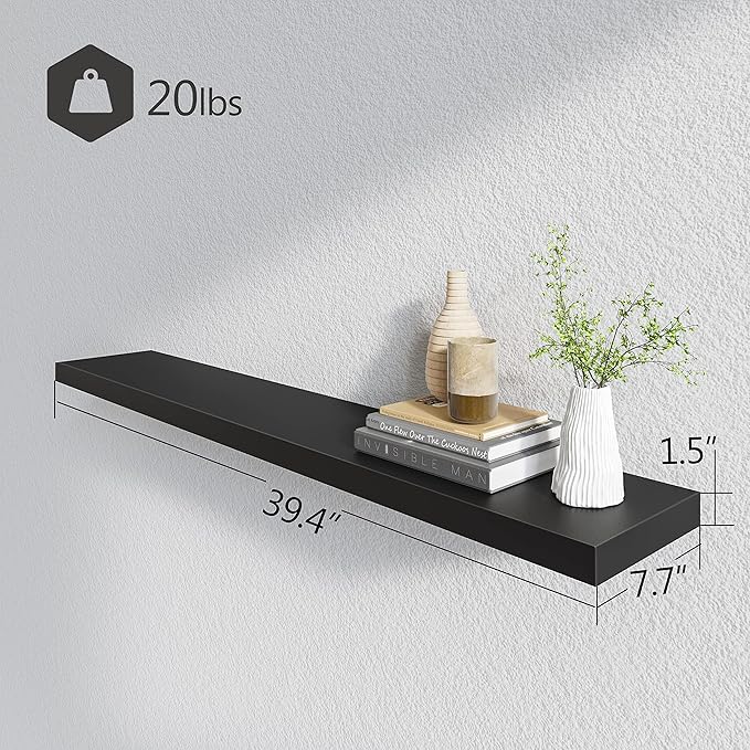 BAMEOS Floating Shelves,40 in W x 8in D Wall Mounted Wooden Shelves with Invisible Brackets Set of 2, Hanging Wall Shelves Decoration for Bedroom, Bathroom, Living Room and Kitchen-Ruum Studio Home